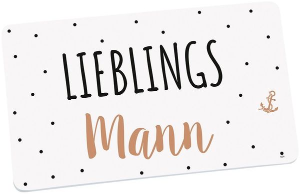 Geda Labels GmbH Frühstücksbrett Lieblingsmann, Melamin, (1-St), Weiß, 23,5x14,5x0,3cm, spülmaschinengeeignet