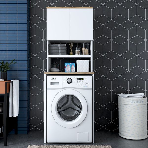 Skye Decor Waschmaschinenumbauschrank feuchtigkeitsbeständig, Badschrank Überbau, ideal für Badezimmer (Packung, 1-St, 1er Set) Platzsparend, Badregal