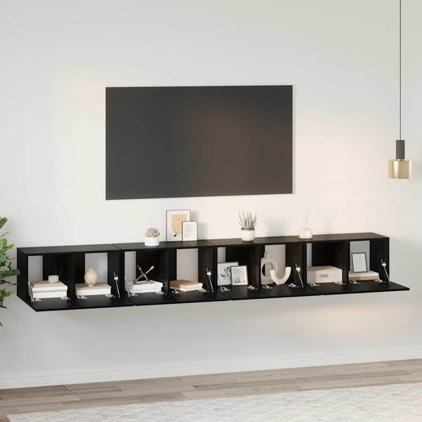 vidaXL TV-Schrankset 4 pcs Schwarz Eichen-Optik 60 x 30 x 30 cm 3393571