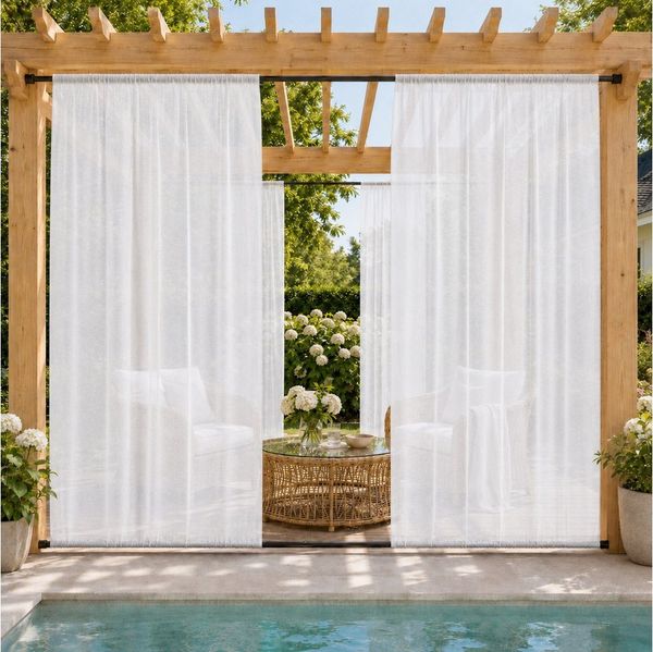 Sunicol Outdoorvorhang Transparent Gardinen Sichtschutz Sonnenschutz Für Balkon Terrasse (1 St), Oben und Unten Stangenschlaufe