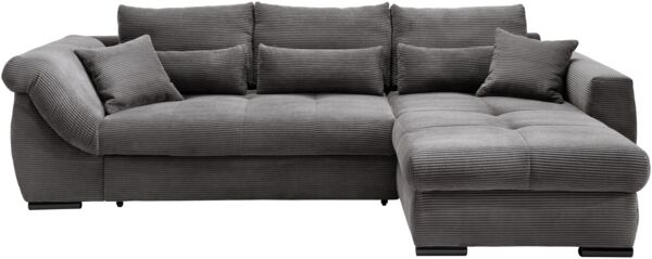 Polsterecke >Felicia< in grau, Cord - 302x89x188cm (BxHxT)