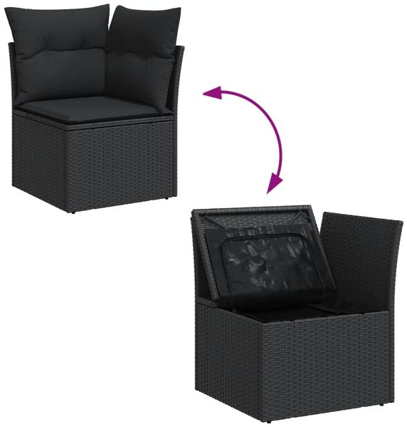 vidaXL 9-tlg. Garten-Sofagarnitur mit Kissen Schwarz Poly Rattan 3327275 Bild 8