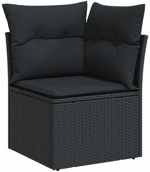 vidaXL 9-tlg. Garten-Sofagarnitur mit Kissen Schwarz Poly Rattan 3327275 Bild 4