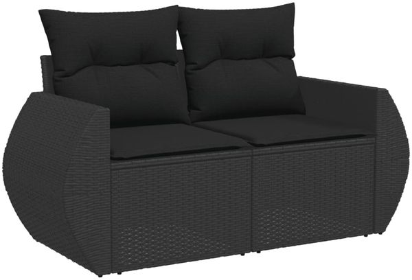 vidaXL 9-tlg. Garten-Sofagarnitur mit Kissen Schwarz Poly Rattan 3327275 Bild 5