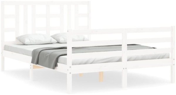 vidaXL Massivholzbett ohne Matratze Weiß 140x190 cm Kiefernholz 3193902