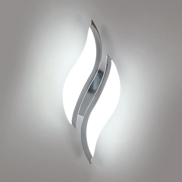 Goeco LED Wandleuchten Modern, 12W LED Wandlampe Nachtlampe Innen Kaltweißes Licht 6500K, Kreative Blattförmige Wandleuchte mit Acryl-Lampenschirm für Flur Treppenhaus Wohnzimmer Schlafzimmer, Chrom