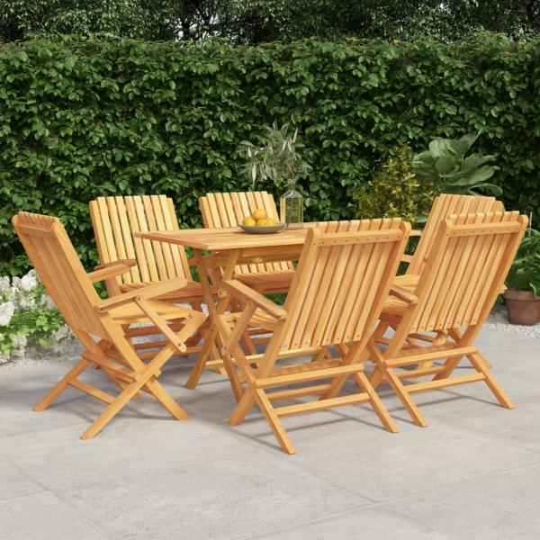 vidaXL 7-tlg. Garten-Essgruppe Massivholz Teak 3155006