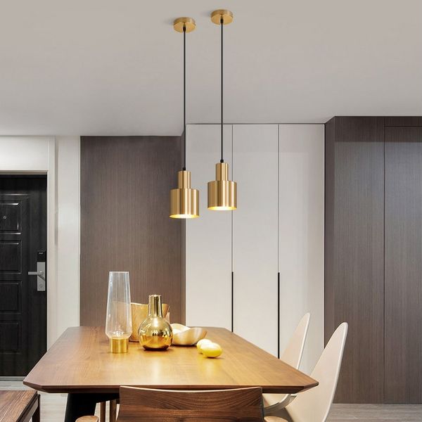 ZMH Pendelleuchte Esszimmer 1 Flammig Gold Hängeleuchte Modern E27 Metall Küche, Einfache Installation, ohne Leuchtmittel, Esstisch Vintage Pendellampe Schlafzimmer