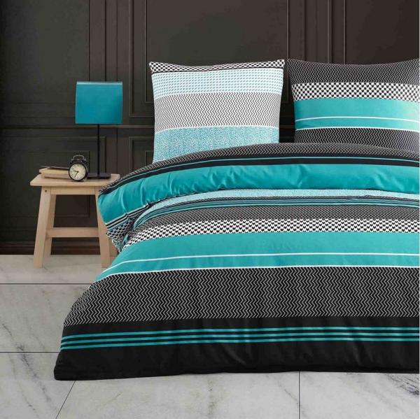 Buymax Bettwäsche, Renforcé, 2 teilig, Bettbezug-Set 135x200 cm 100% Baumwolle mit Reißverschluss, Streifen