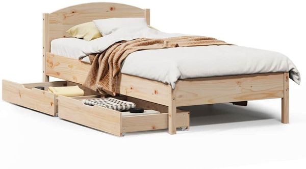 Einzelbetten, Betten für Erwachsene, Massivholzbett ohne Matratze 75x190 cm Kiefernholz de3341