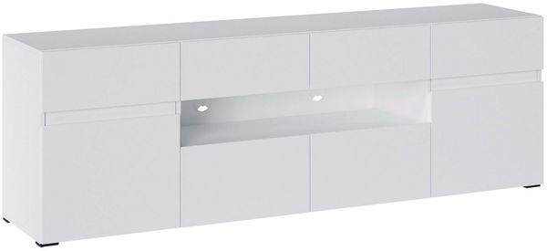 Lowboard Rimini TV-Unterschrank 180x40x59cm Farbe: weiß grifflos 2-türig