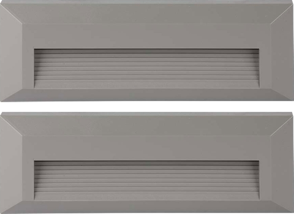 2er Set LED Stufenleuchte Außen, IP65, grau, B 23 cm