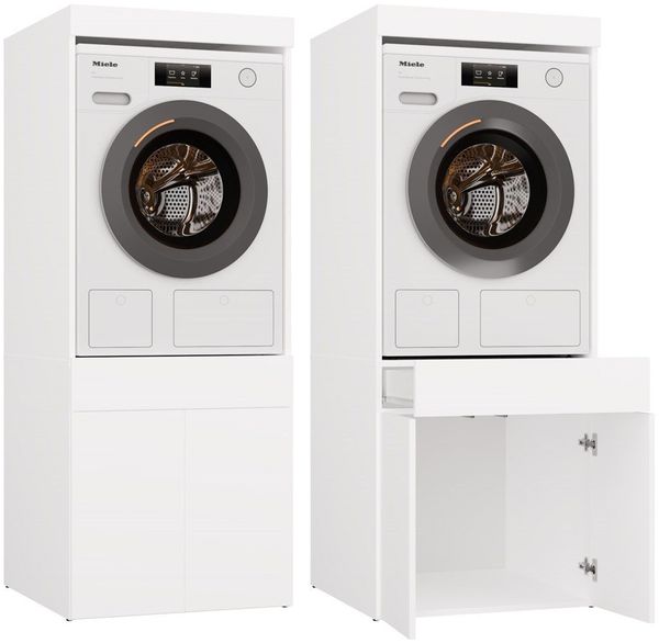 MAGOWA Waschmaschinenumbauschrank Platzsparender Waschmaschinenschrank für Waschmaschine oder Trockner (1 er Set) Kombinierte Geräte- & Stauraumlösung