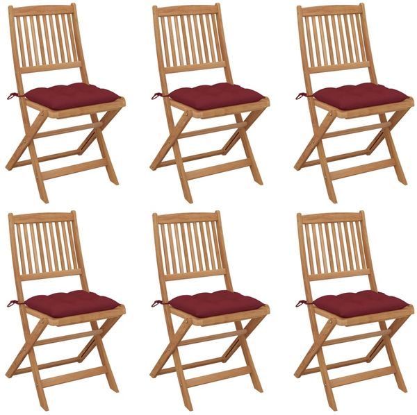 vidaXL Klappbare Gartenstühle 6 Stk. mit Kissen Massivholz Akazie 3075018