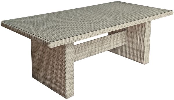 Gartentisch DELHI - Kunststoff, Sesamgrau, 200x100x75cm | Terrassentisch Wetterfest Outdoor Glastisch