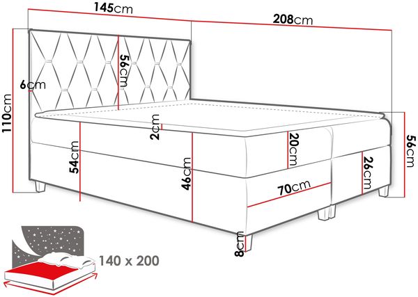 Boxspringbett 'Irossu' braun 140x200 cm Bild 4