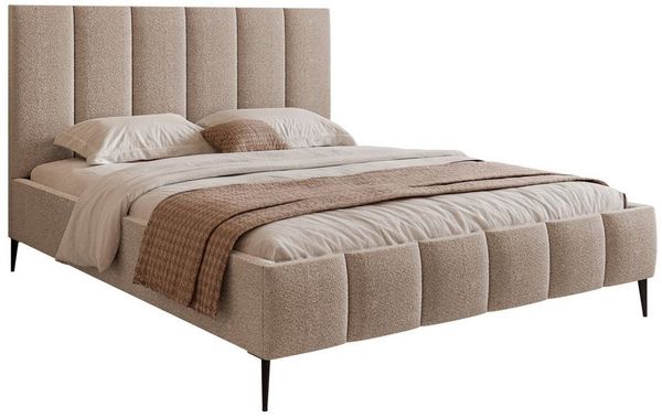 Goldstoff Polsterbett Elegantes Bett "REGALIS" mit hohem Kopfteil und praktischem Stauraum (120–200x200 cm, Kopfteilhöhe: 90/110 cm, Seitenhöhe: 25/40 cm), Modernes Schlafbett mit praktischem Stauraum und elegantem Kopfteil