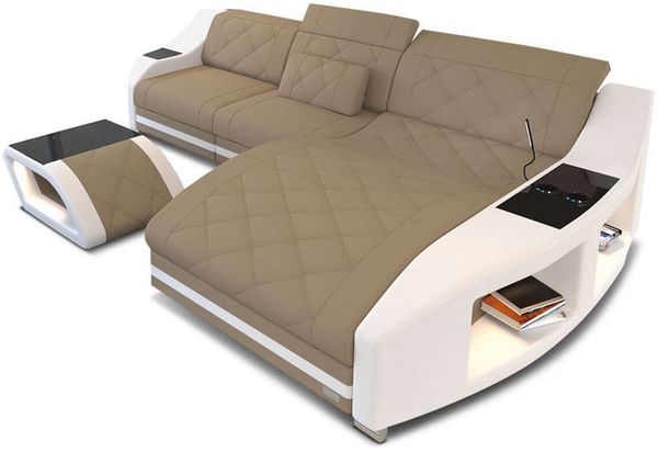 Couch Swing L Form in Stoff - Mikrofaserstoff - cappuccino-weiß - Rechts
