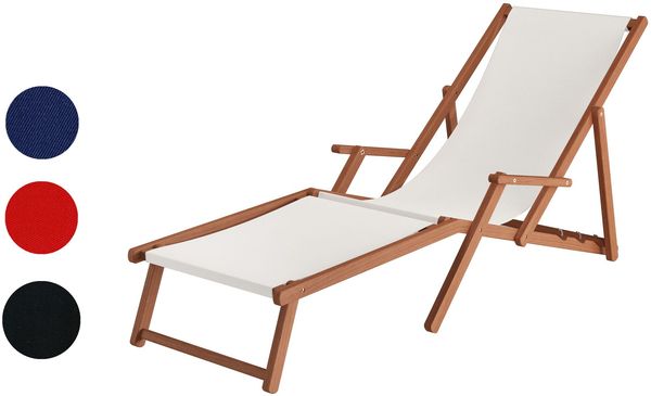 Liegestuhl XXL extra schwere Ausführung Sonnenliege Holz Deckchair Massivholz Gartenmöbel V-10-500