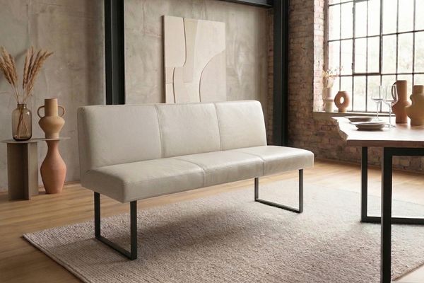 KAWOLA Esszimmerbank ELEEN Leder hellgrau 123cm 85 x 69 x 123 cm