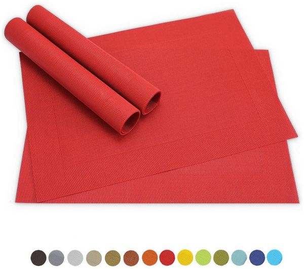 matches21 HOME & HOBBY Platzset Tischsets BORDA 4er Set Rot als Tischuntersetzer, (4-St), Abwaschbare Platzsets als Tischunterlagen für Ess-Tisch Tisch-Deko