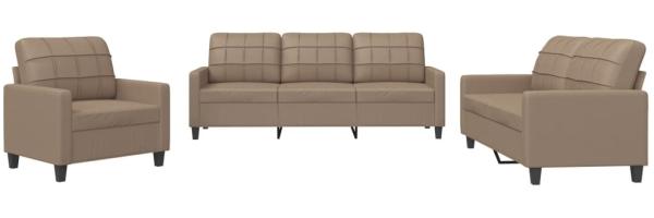 vidaXL 3-tlg. Sofagarnitur mit Kissen Cappuccino-Braun Kunstleder 3201342