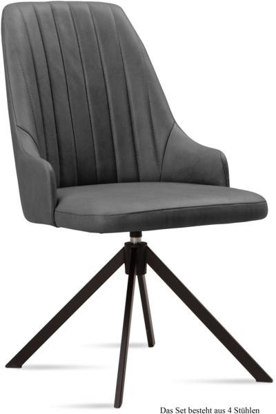 Esszimmerstuhl drehbar (4er-Set) Denise 52x91x60 Schwarz/Grau