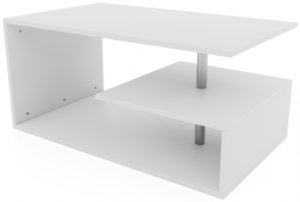 MIADOMODO® Couchtisch - 90x50 cm, mit Stauraum, Modern, Eckig, Asymmetrisch, Leicht, Lang, Niedrig, Weiß - Wohnzimmertisch, Sofatisch, Kaffeetisch, Beistelltisch Bild 9
