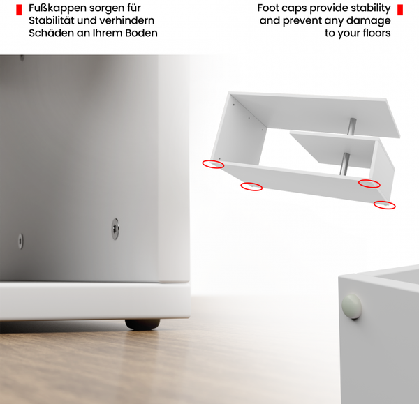 MIADOMODO® Couchtisch - 90x50 cm, mit Stauraum, Modern, Eckig, Asymmetrisch, Leicht, Lang, Niedrig, Weiß - Wohnzimmertisch, Sofatisch, Kaffeetisch, Beistelltisch Bild 5