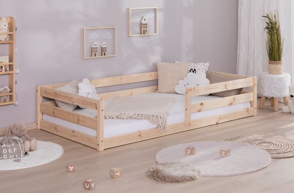 Bodenbett Einzelbett "Lex" 90x200 Kiefer Massiv