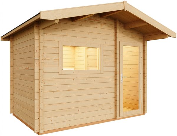 Infraworld Gartensauna Terra 3 Außensauna mit Vorraum Saunahaus 341x230 cm