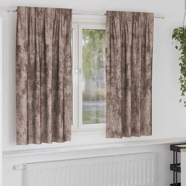 vidaXL Samtvorhänge mit Vorhängen 2 pcs Cappuccino 175 x 140 cm Samt 4107704