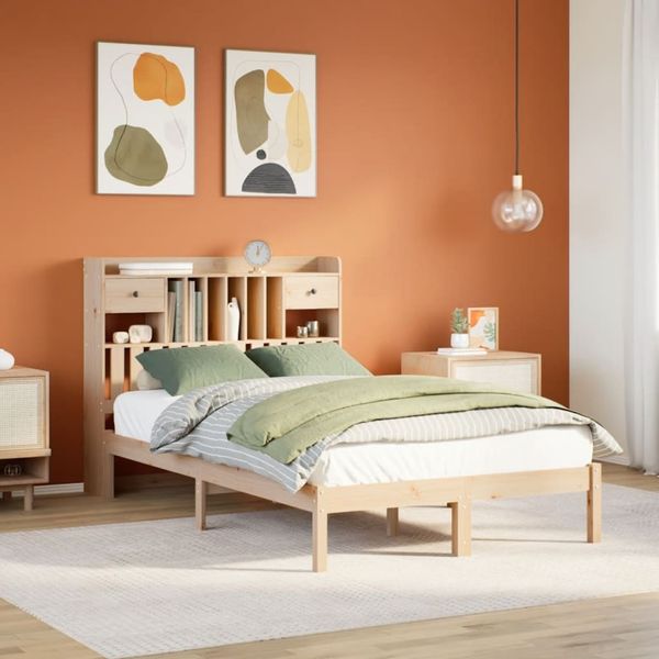 vidaXL Massivholzbett mit Regal ohne Matratze 135x190 cm Kiefernholz 3321616