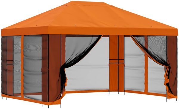 vidaXL Garten Pavillon mit Seitenwänden 4 x 3 m Orange 900393 Bild 2