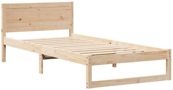 vidaXL Bettrahmen mit Kopfteil Natur 75 x 190 cm Massives Kiefernholz 873298 Bild 4