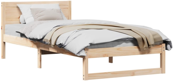 vidaXL Bettrahmen mit Kopfteil Natur 75 x 190 cm Massives Kiefernholz 873298