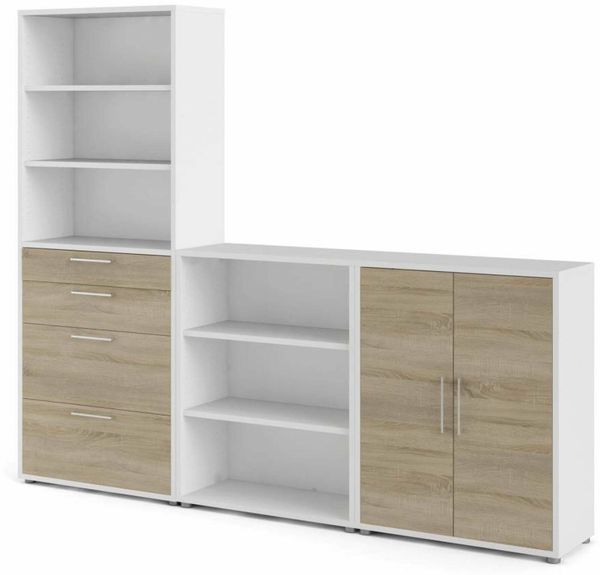 Dmora Kommode Acceglio, Wohnzimmerbuffet, Wohnzimmer-Sideboard, Moderne Küchen-Speisekammer, 267x40 h222 cm, Weiß und Eiche