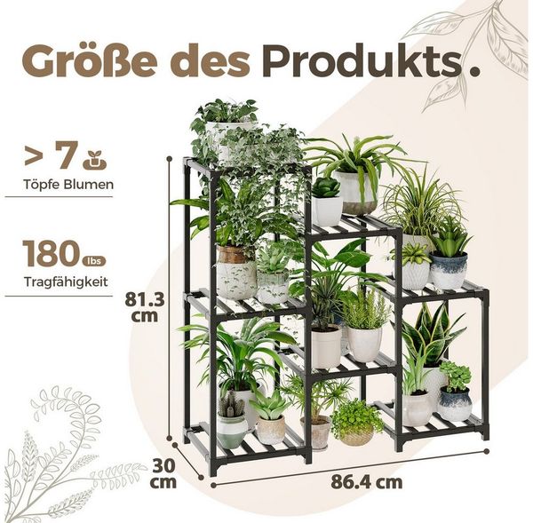 Bamworld Blumenständer Pflanzenständer Pflanzenregal für Innen und Außen mit 7 Ebenen (1 St), für Terrasse, Balkon, Garten – Geschenke für Gartenliebhaber