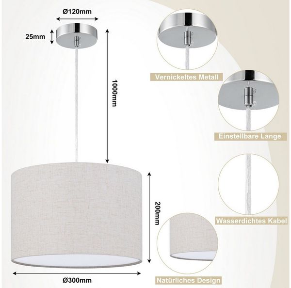 Zedelmaier Pendelleuchte Hängelampe hängend Deckenlampe E27x1/Max. 40 W, ohne Leuchtmittel, Geeignet für Esszimmer Wohnzimmer Schlafzimmer Flur