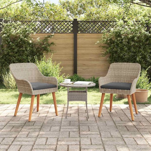 vidaXL Gartenstuhl 2 pcs Hellgrau 62,5 x 55 x 82 cm Poly-Rattan 42006216