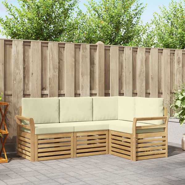 vidaXL Sofagarnituren 4 pcs Weiß und Creme 190 x 130,5 x 73 cm 3391755