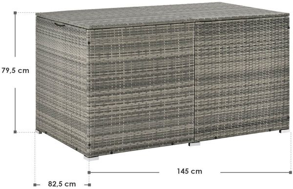 Juskys Polyrattan Auflagenbox Ikaria 950 L Grau