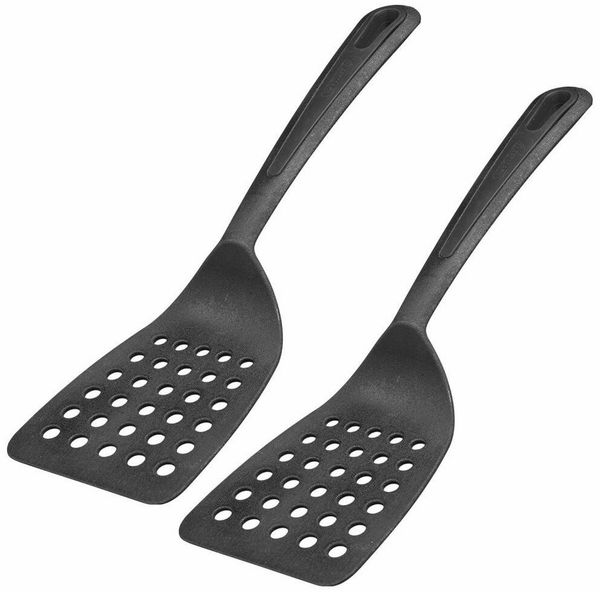 Westmark Pfannenwender, 2 Stück, Breite Auflagefläche und speziell abgeflachte Kante, Kunststoff, Gentle, Schwarz, 283722E3, 310 x 93 x 35 mm