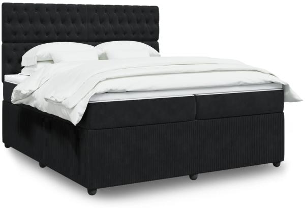 vidaXL Boxspringbett mit Matratze Schwarz 200x200 cm Samt 3294738