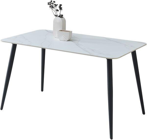 Esstisch >Cody< in weiß, schwarz, Keramik, Metall - 140x76x80cm (BxHxT)