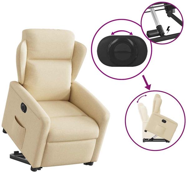 vidaXL Relaxsessel mit Aufstehhilfe Elektrisch Creme Stoff 3303162 Bild 8