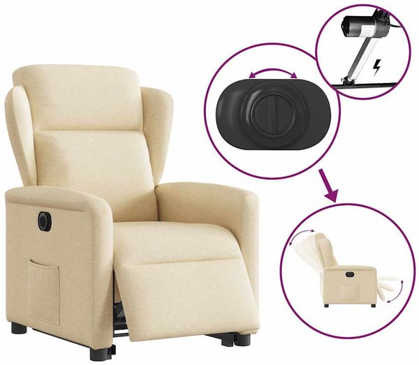 vidaXL Relaxsessel mit Aufstehhilfe Elektrisch Creme Stoff 3303162 Bild 9