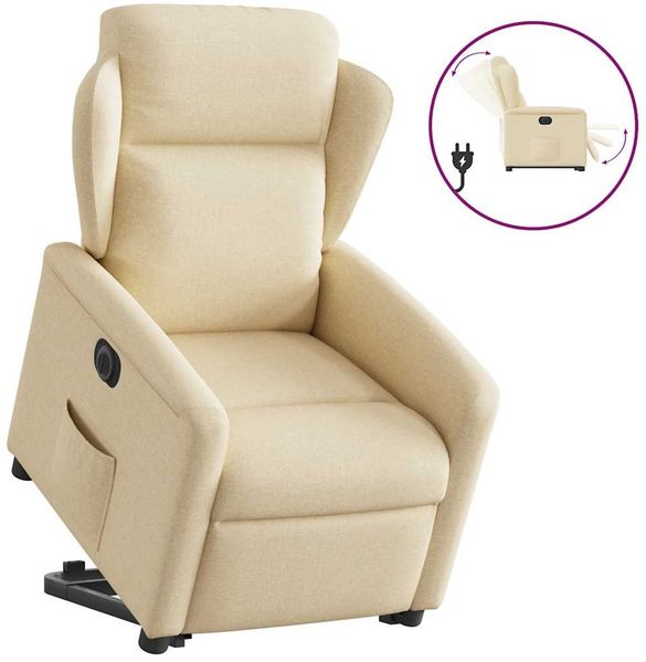 vidaXL Relaxsessel mit Aufstehhilfe Elektrisch Creme Stoff 3303162