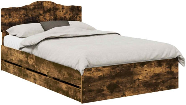 vidaXL Bettrahmen Geräucherte Eiche 120 x 190 cm Ingenieurs Holz 3413023