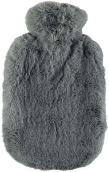Wärmflasche mit Bezug Flauschbezug Grau Bettflasche 2 L Fashy 67381-29